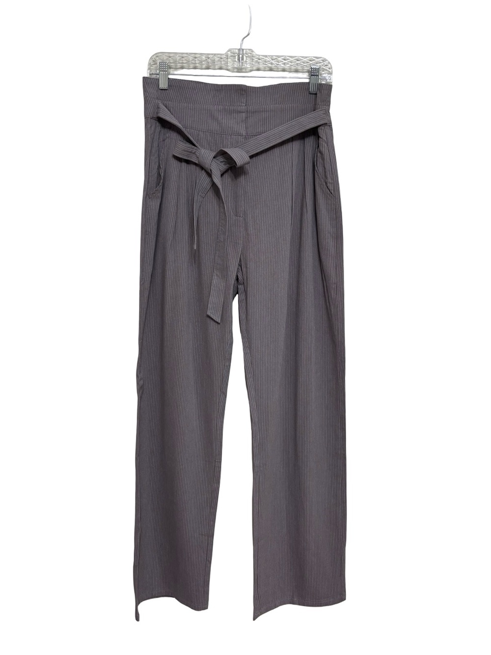 NEW Easel High Rise Pinstripe Pleated Trousers in Gray - Size M